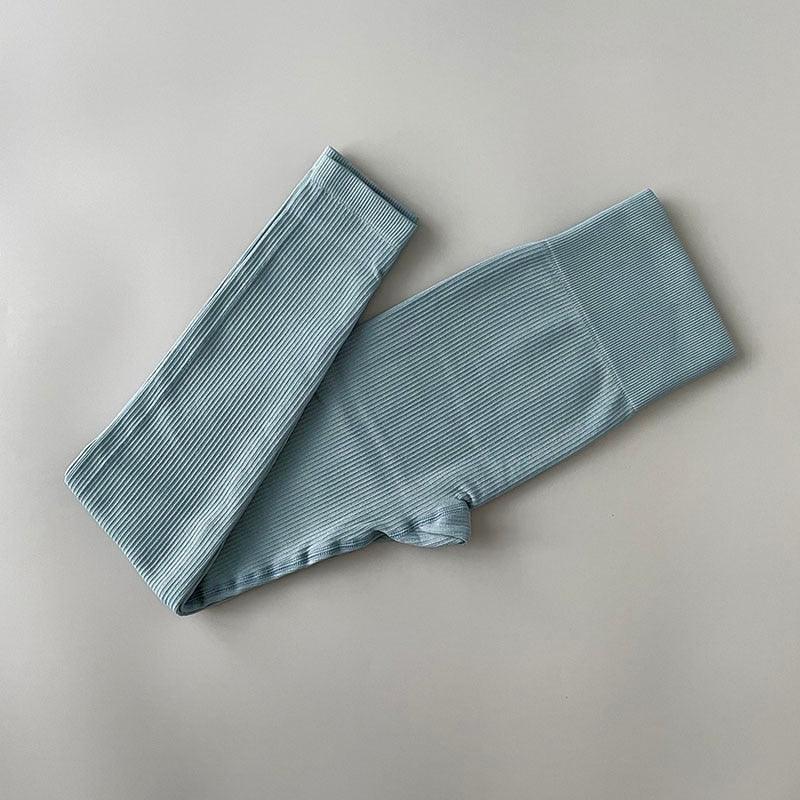 Elegant Blue Yoga Pants High Waisted Leggings
