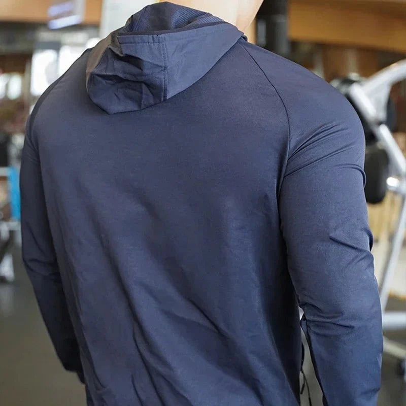 Men's Nylon Hooded Jacket – Zip Training Sport Coat