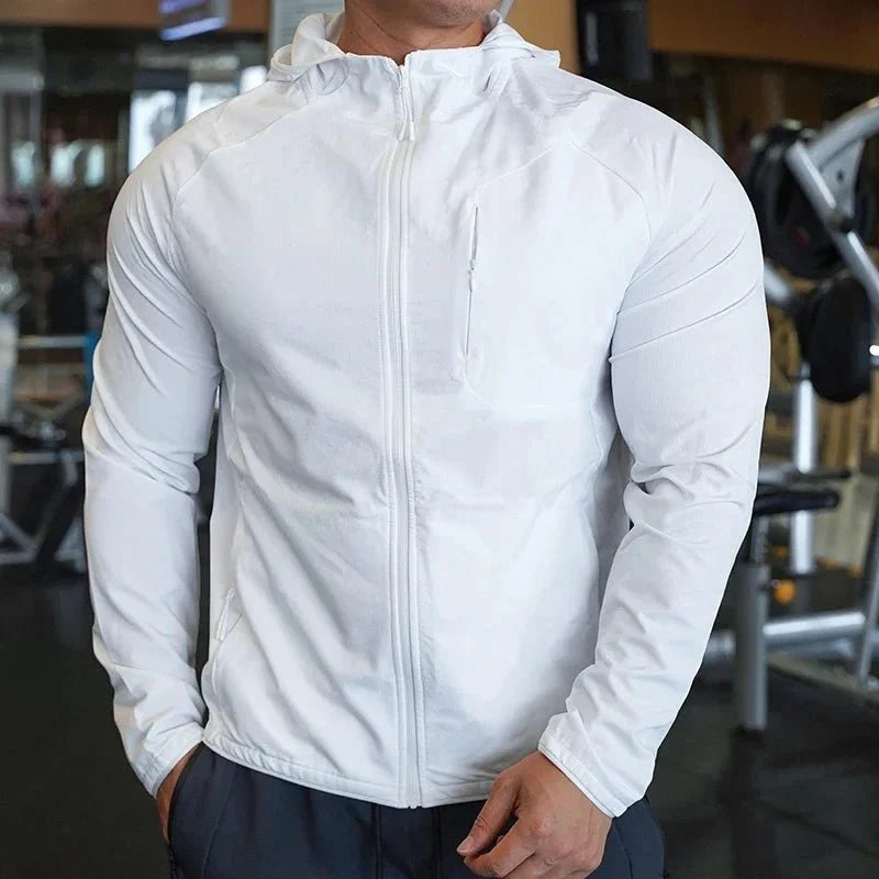 Men's Nylon Hooded Jacket – Zip Training Sport Coat