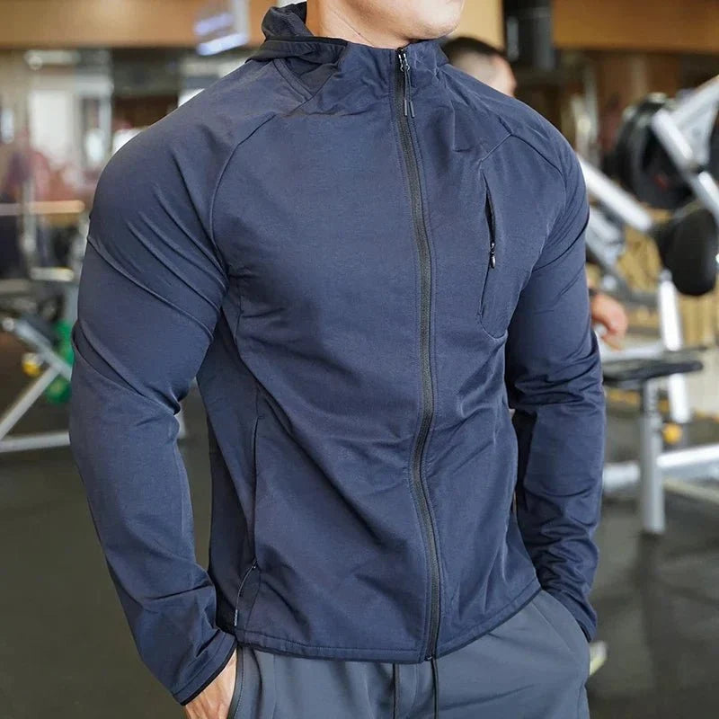 Men's Nylon Hooded Jacket – Zip Training Sport Coat