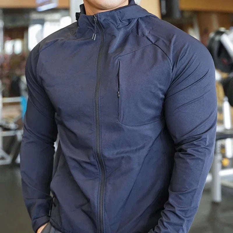 Men's Nylon Hooded Jacket – Zip Training Sport Coat