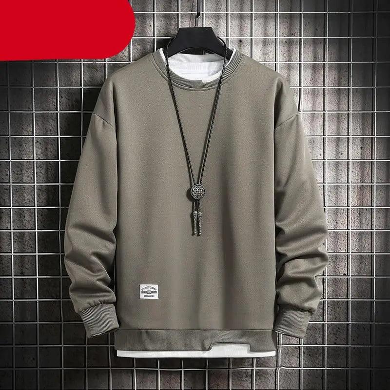 Solid Color Casual Two Piece O-Neck Sweatshirt