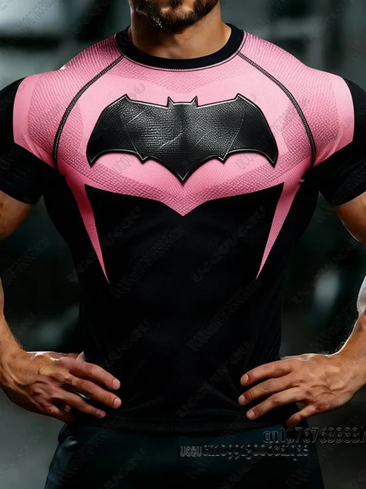Batman Print Fitness T-Shirt – Slim Fit Gym Tee for Men