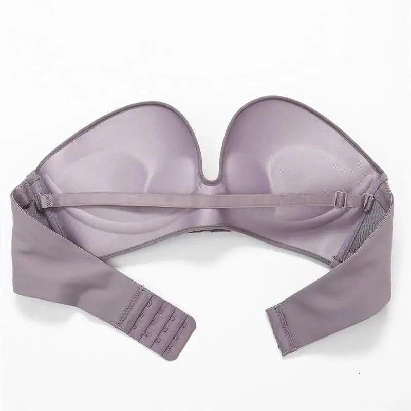 Vintage Style Front Closure Sexy Push Up Bra Women Invisible Bras Underwear Lingerie for Female Brassiere Strapless Seamless Bralette ABC Cup